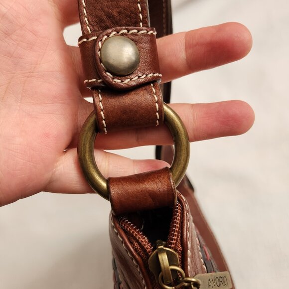 Vera Pelle Avorio Italy Leather Brown/ Multicolor Lady Crossbody/ Shoulder Purse - Picture 6 of 16